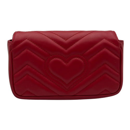 Gucci GG Marmont Crossbody Bag Super Mini Red in Calfskin, Gold hardware_2