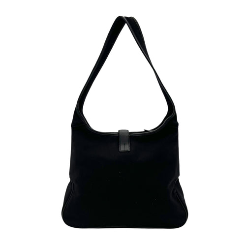 Salvatore Ferragamo Logo Shoulder Bag Black in Nylon, Silver hardware_2