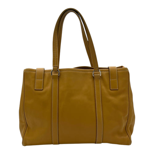 Prada Logo Shoulder Bag Yellow in Calfskin, Silver hardware_2