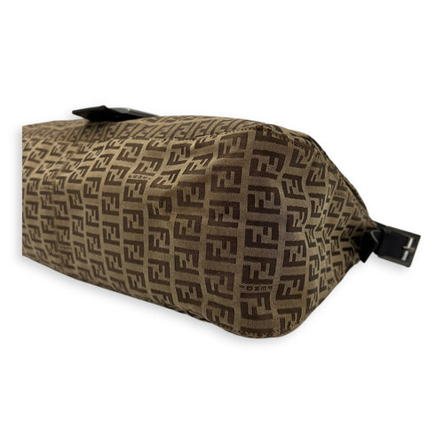 Fendi Baguette Shoulder Bag Brown in Jacquard, Silver hardware_12