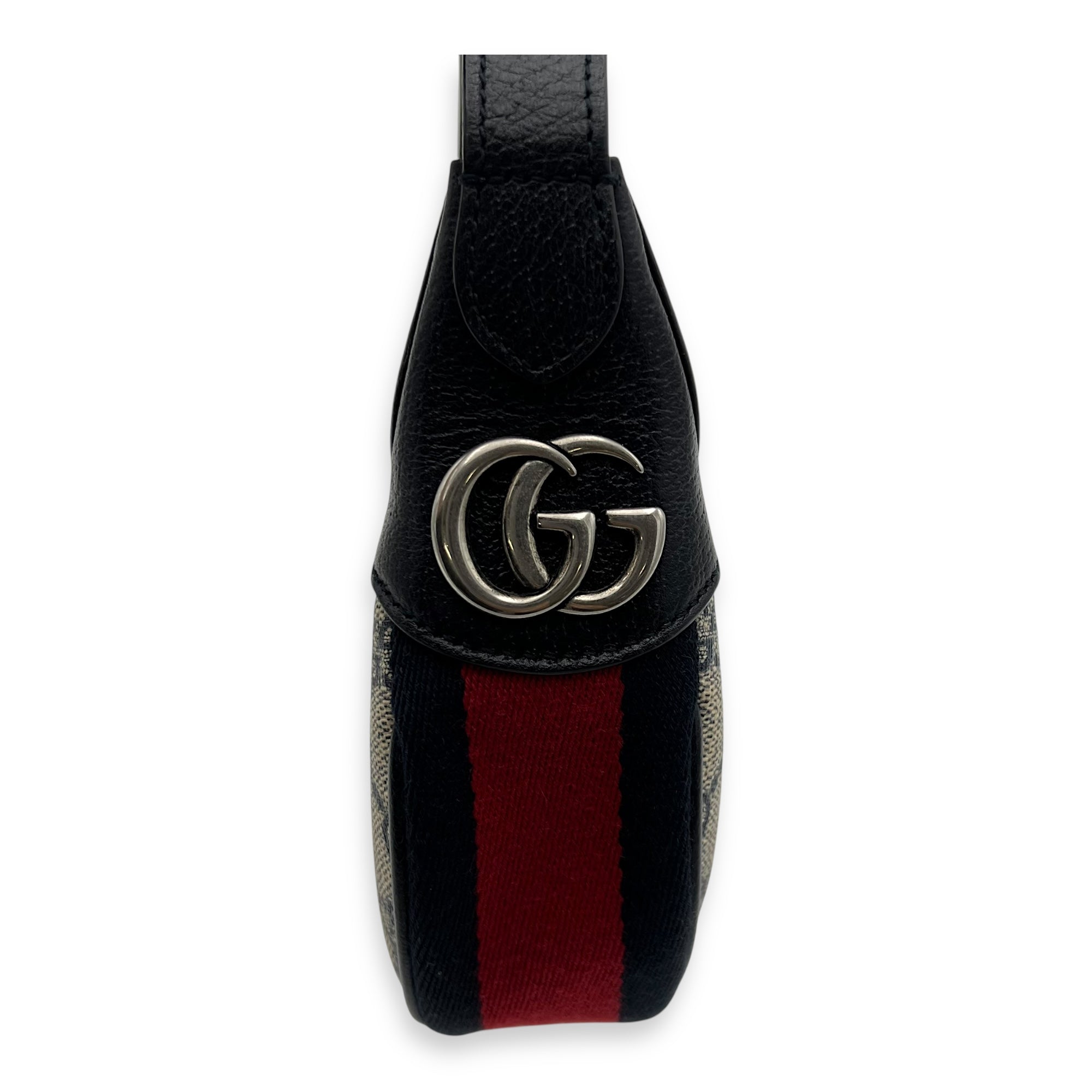 Gucci Ophidia Top Handle Bag Mini Blue in Coated Canvas, Silver hardware_9