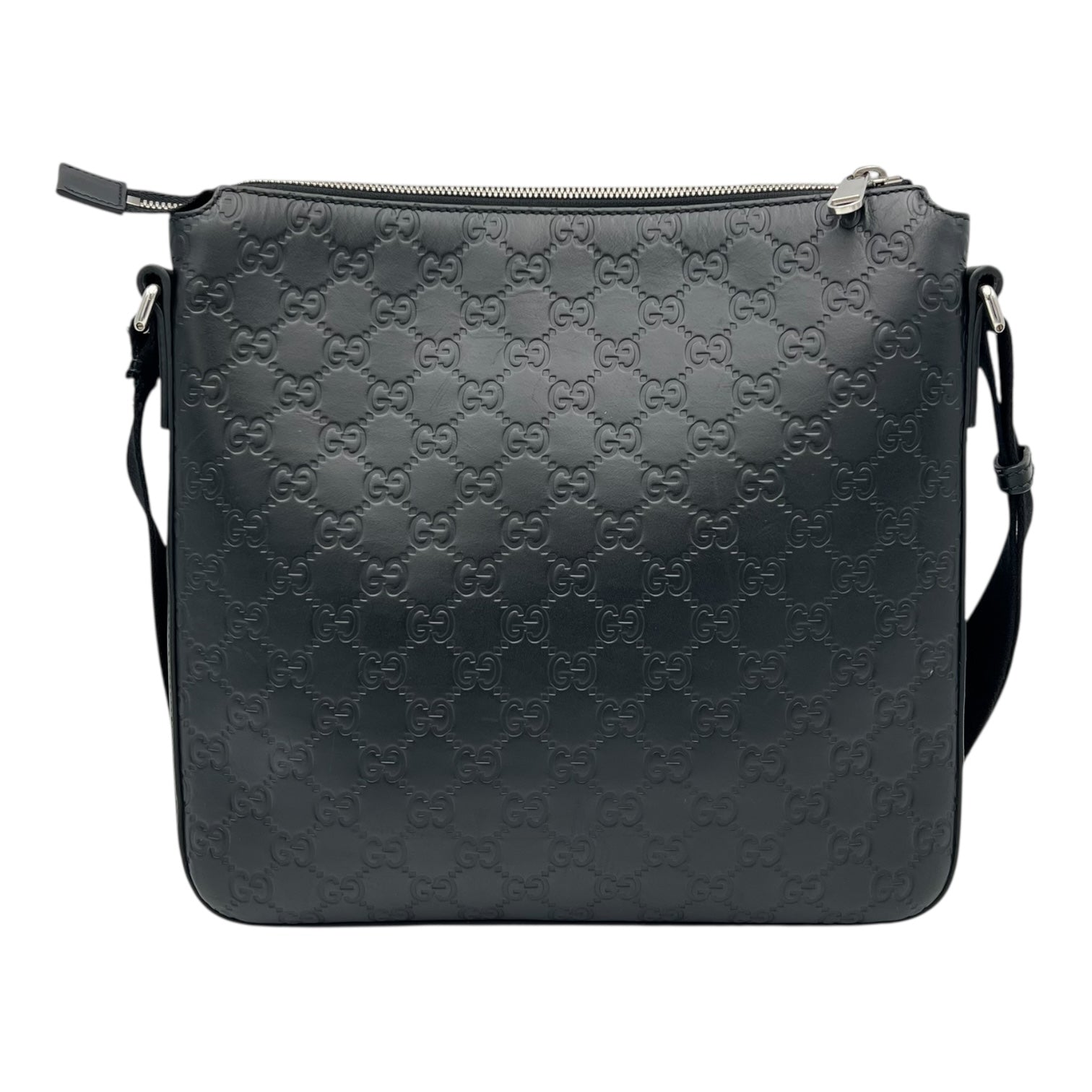 Gucci Guccissima Crossbody Bag Black in Calfskin, Silver hardware_2