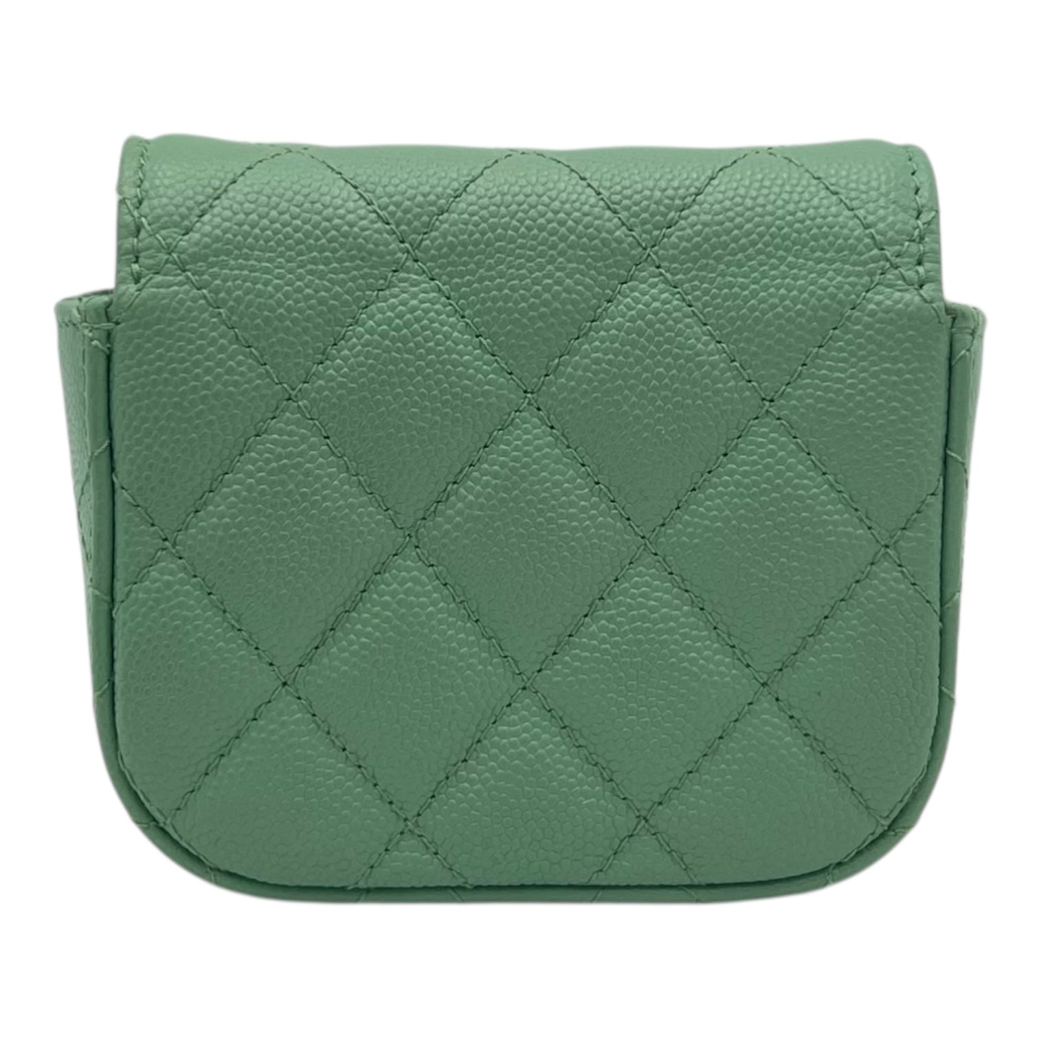 Chanel CC Green Card Wallet Crossbody in Caviar Leather, Gold hardware_2