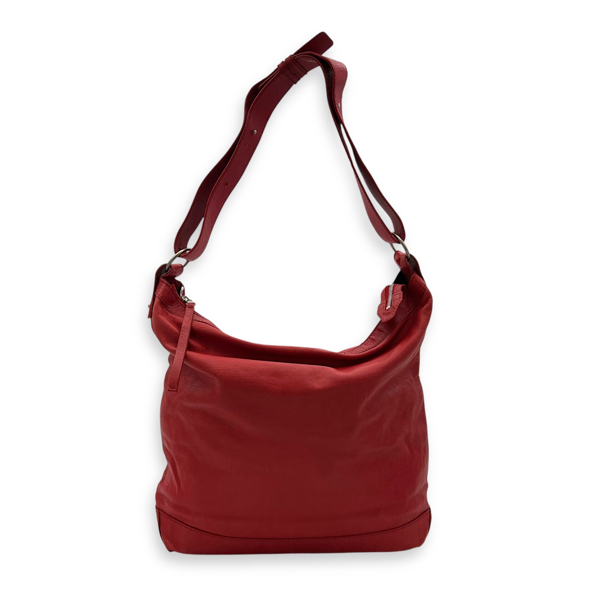 Balenciaga Vara Shoulder Bag Red in Distressed Leather, Silver hardware_2