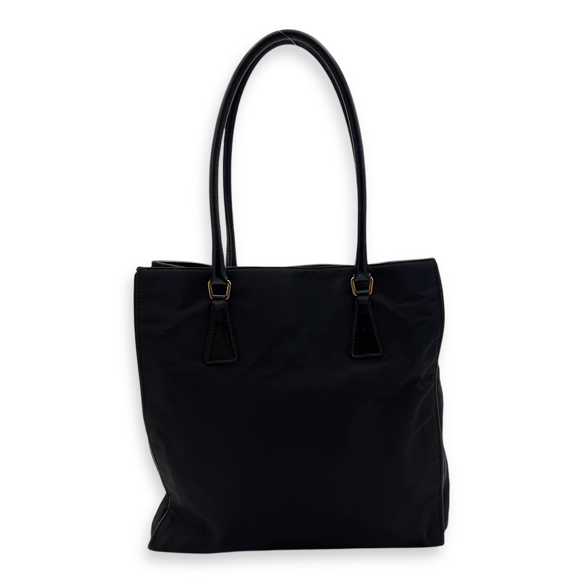 Prada Logo Tote Bag Black in Nylon, Gold hardware_2