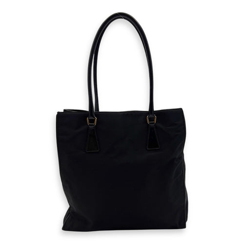 Prada Logo Tote Bag Black in Nylon, Gold hardware_2