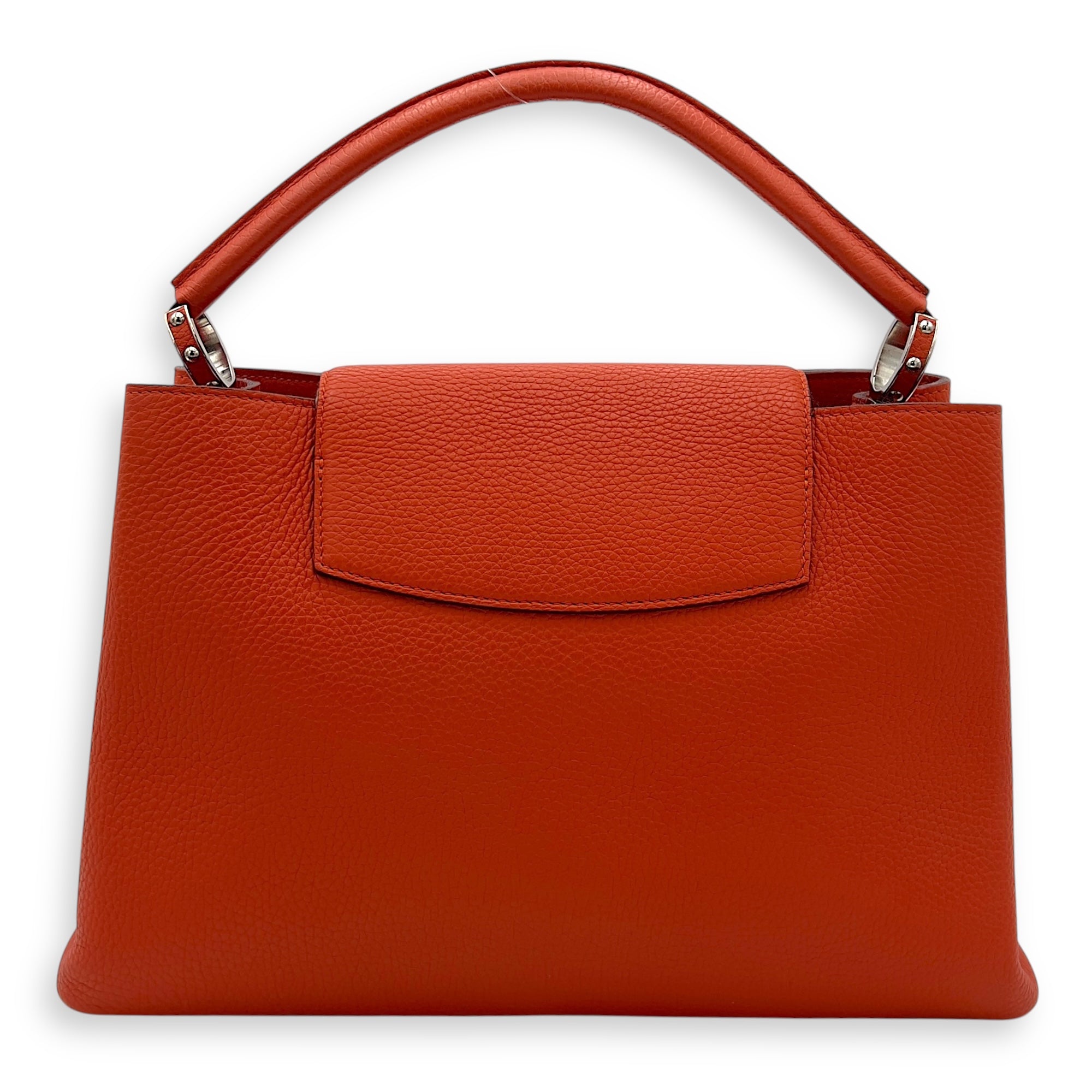 Louis Vuitton Capucines Top Handle Bag Orange in Taurillon Leather, Guilloche hardware_2