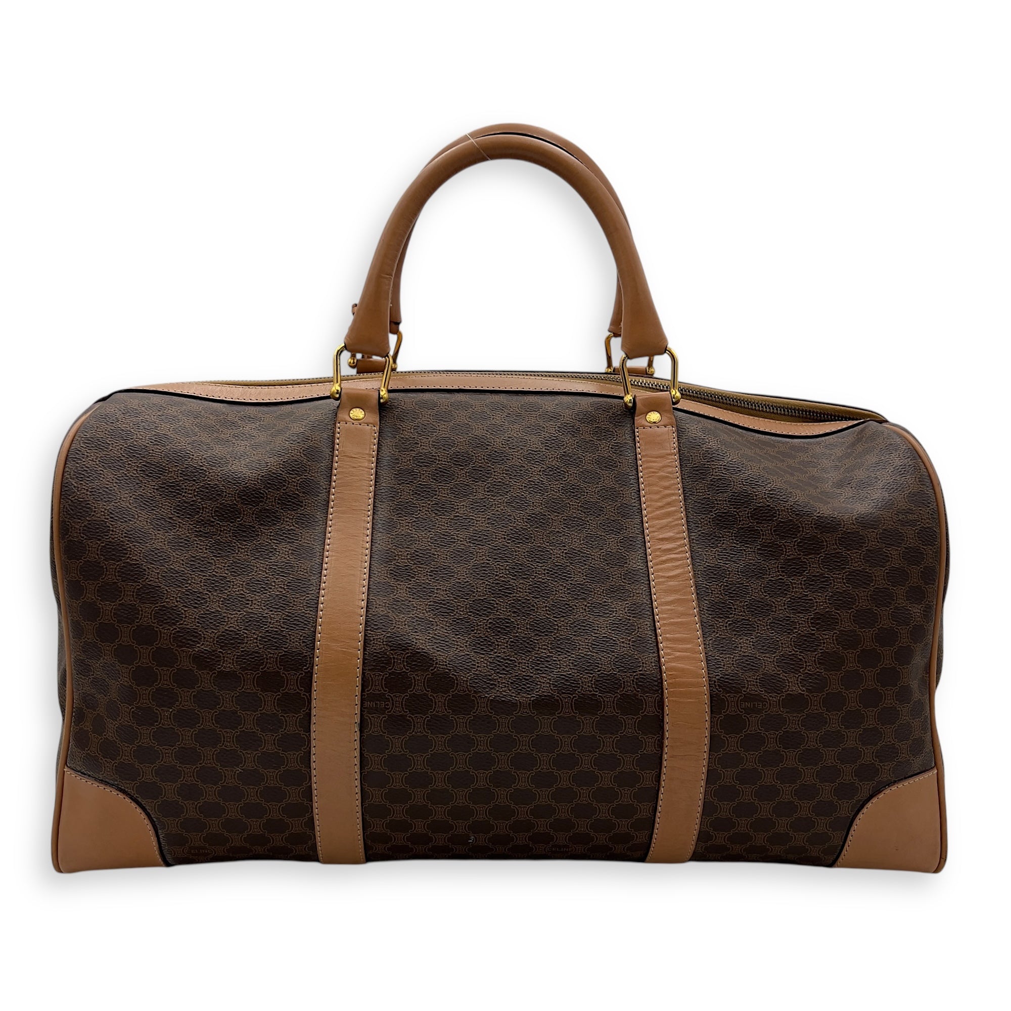 Celine Macadam Duffle Bag Brown in Coated Canvas, Gold hardware_2