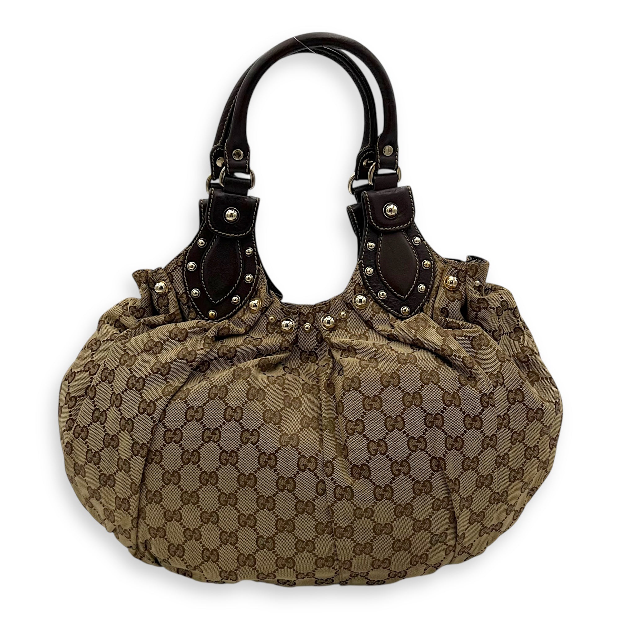 Gucci Pelham Shoulder Bag Brown in Canvas, Gold hardware_2