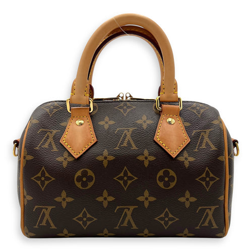Louis Vuitton Speedy Bandouliere 20 Brown Top Handle Bag in Monogram Coated Canvas, Gold hardware_2