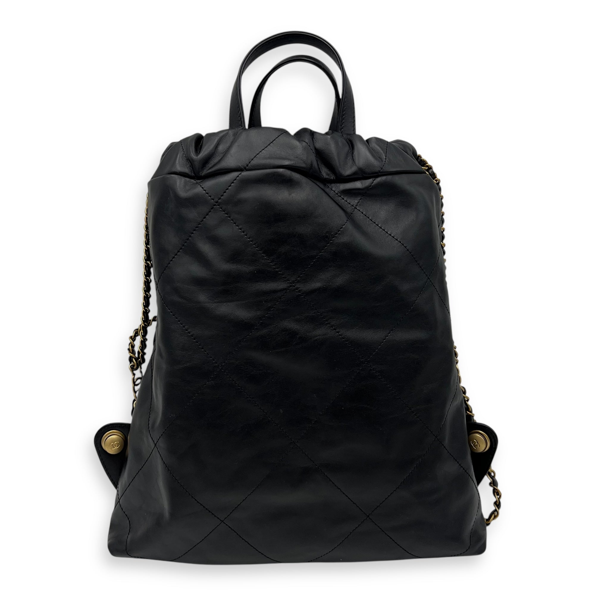 Chanel Chanel 22 Black Backpack in Calfskin, Gold hardware_2