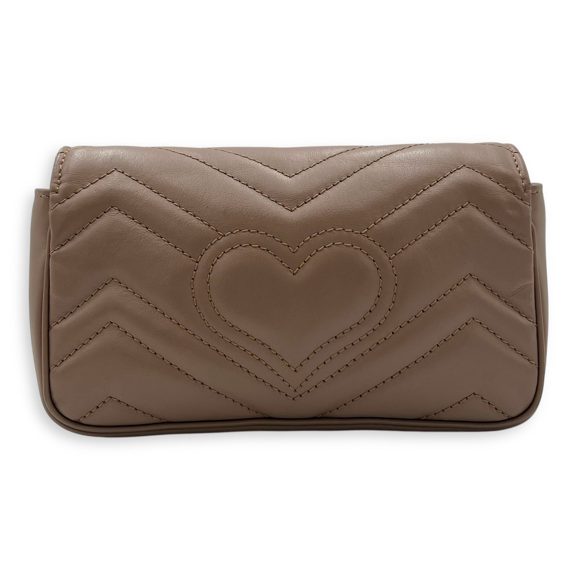Gucci GG Marmont Shoulder Bag Super Mini Beige in Calfskin, Gold hardware_2