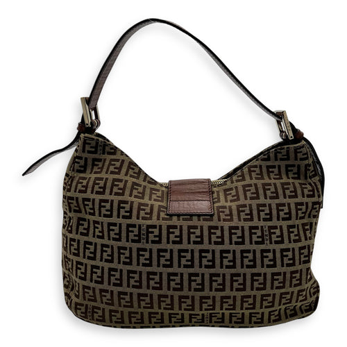 Fendi Vintage FF Shoulder Bag Brown in Jacquard, Gold hardware_2