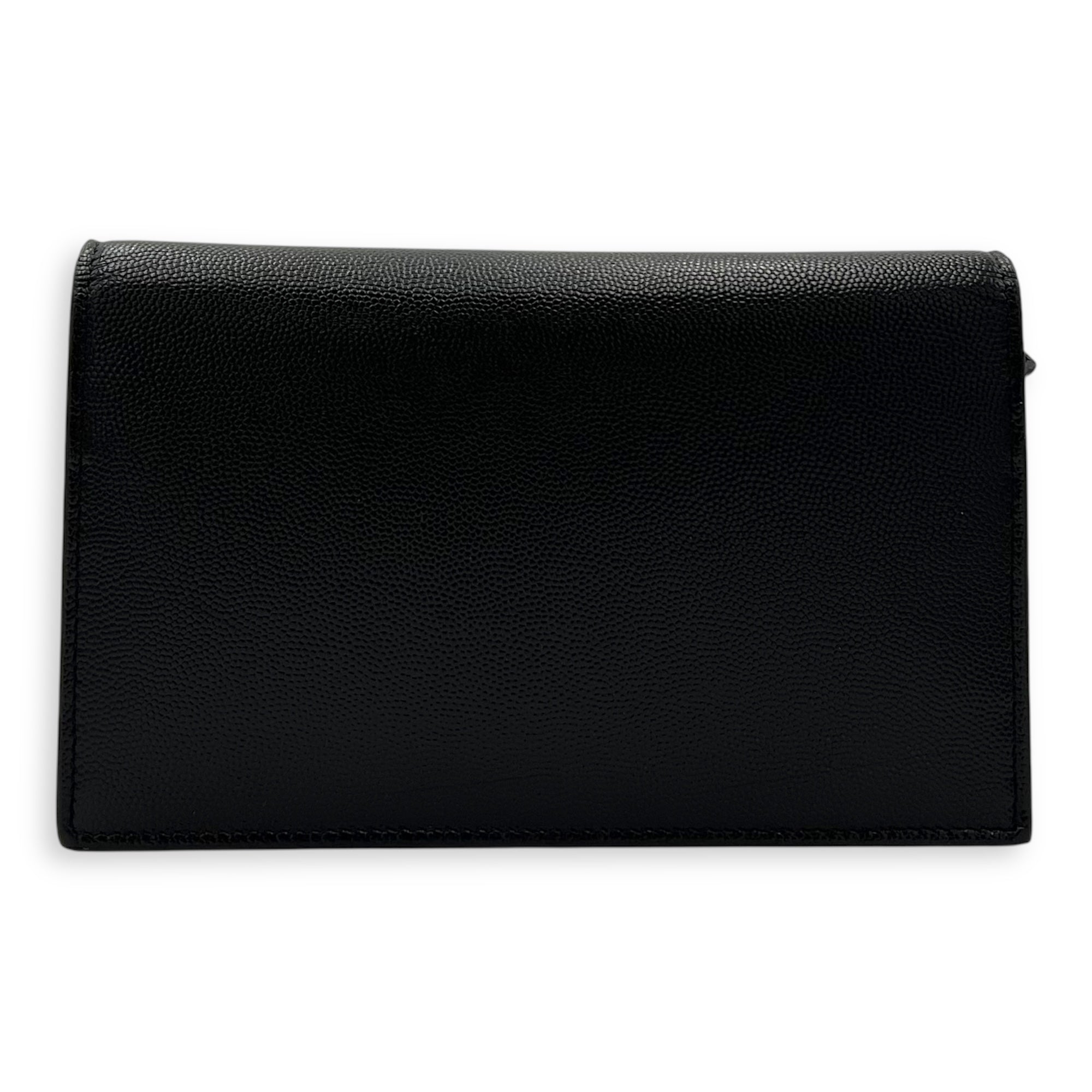 Saint Laurent Kate Wallet On Chain Black in Caviar Leather, Silver hardware_2