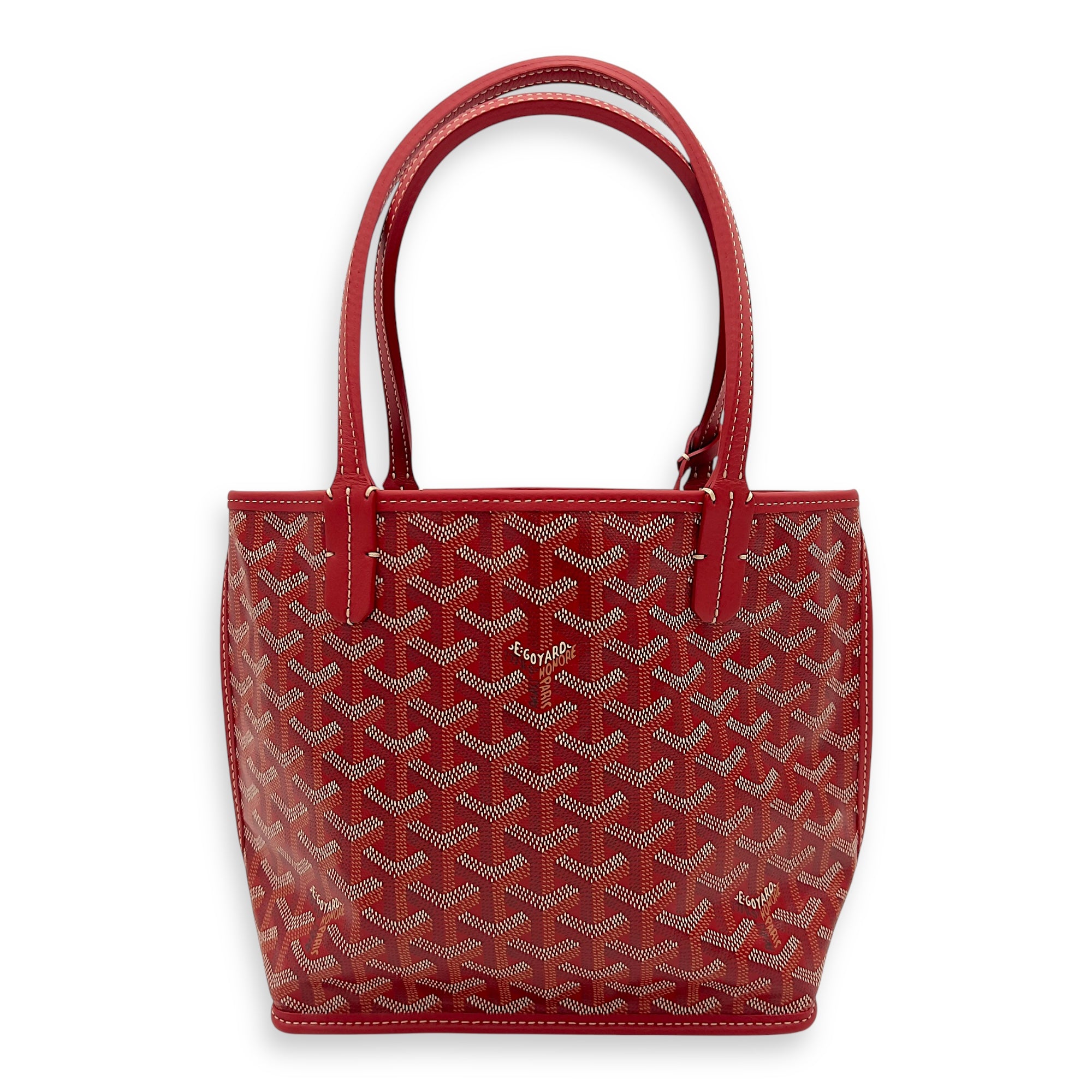 Goyard Anjou Tote Bag Mini Red in Coated Canvas, Silver hardware_2