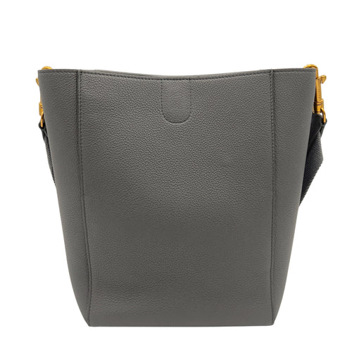 Celine Sangle Shoulder Bag Grey in Calfskin, Gold hardware_2