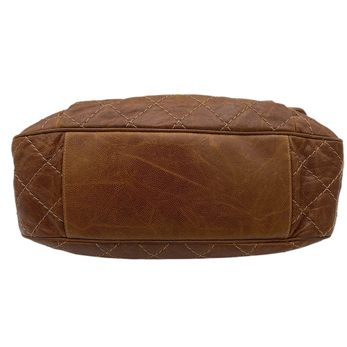Chanel CC Shoulder Bag Brown in Calfskin, Gold hardware_2