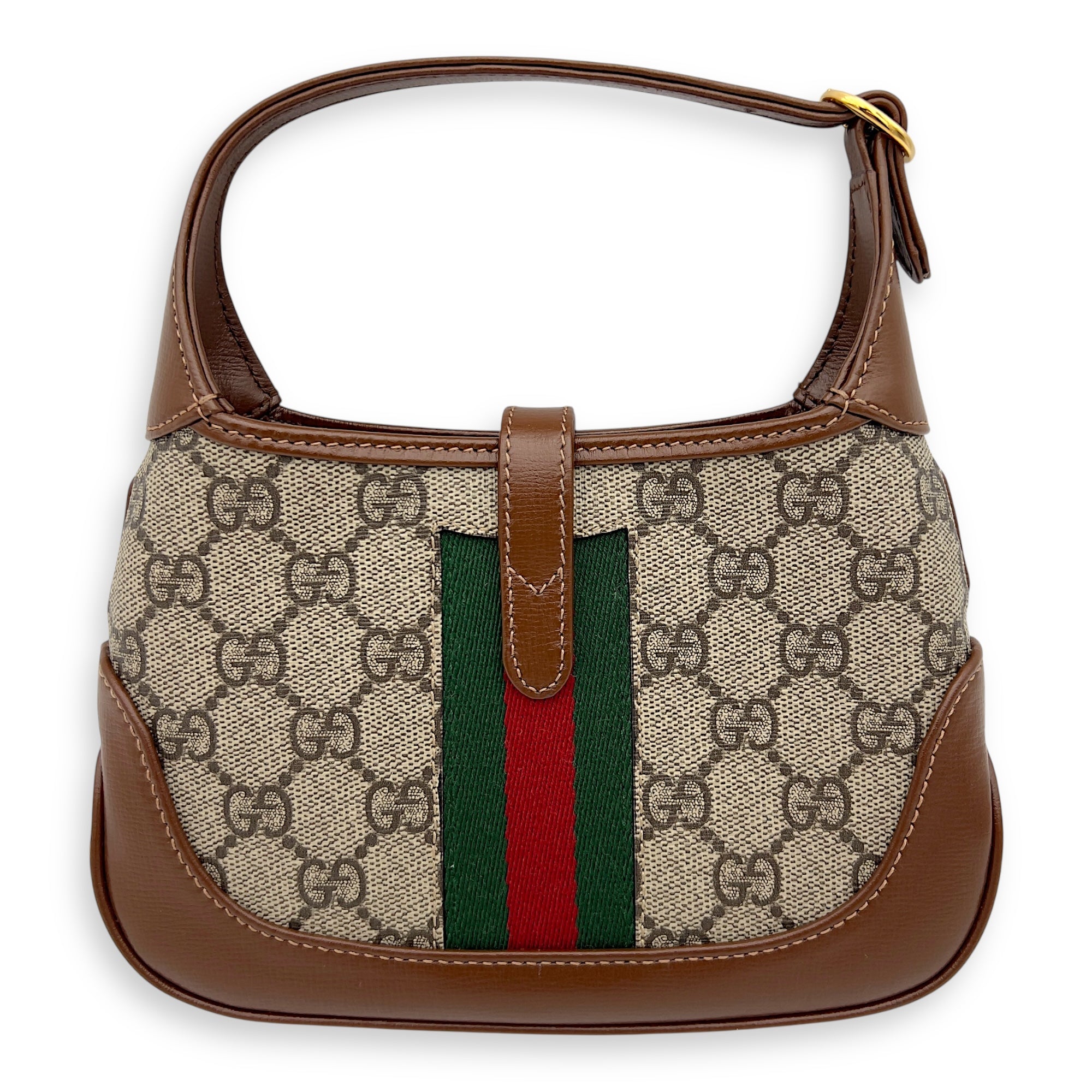 Gucci Jackie 1961 Crossbody Bag Mini Brown in Coated Canvas, Gold hardware_2