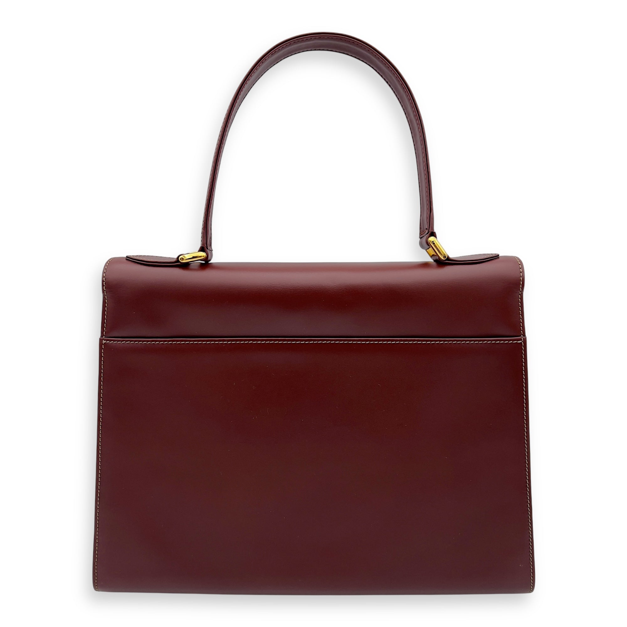 Cartier Vintage Top Handle Bag Red in Calfskin, Gold hardware_2