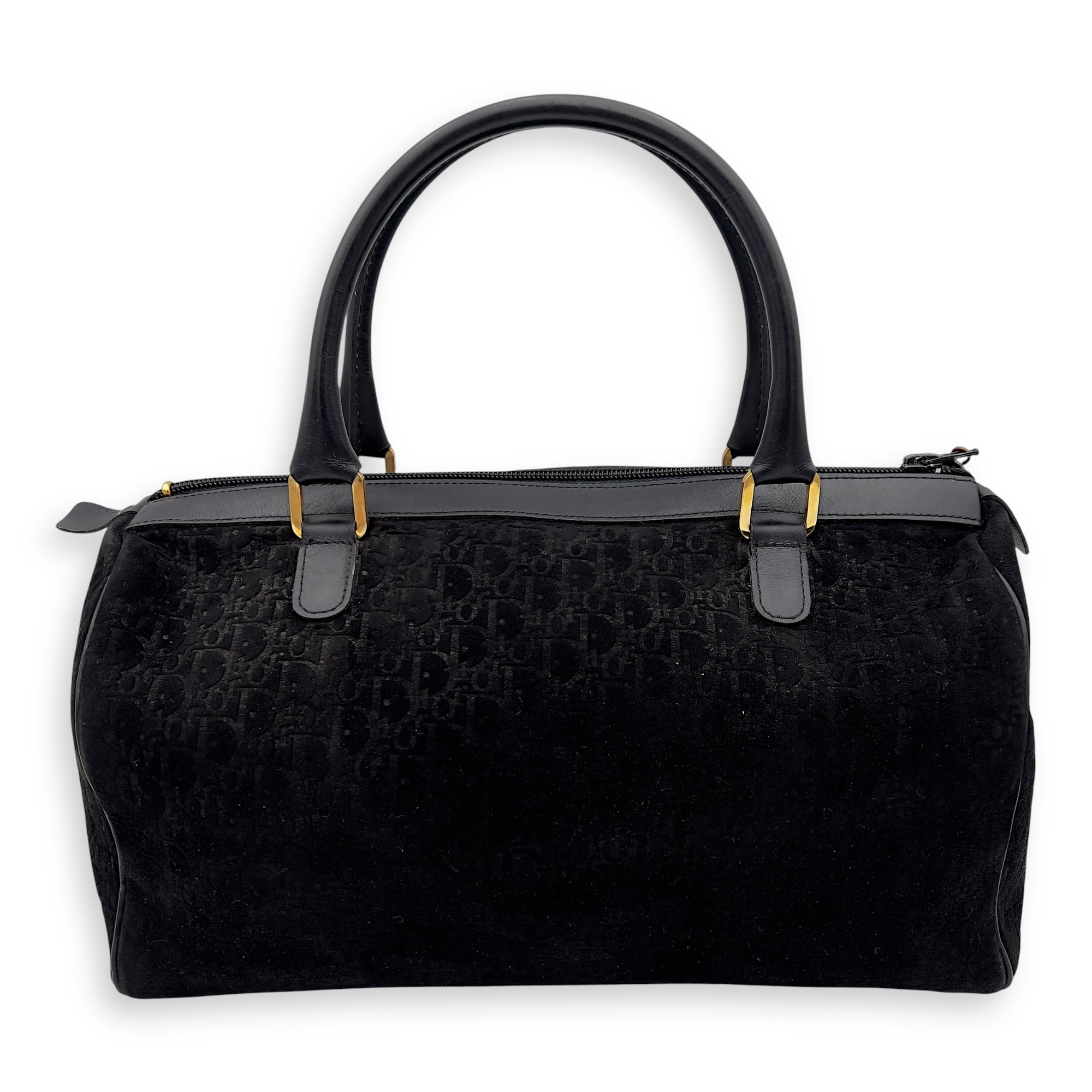 Christian Dior Vintage Top Handle Bag Black in Suede Leather, Gold hardware_2