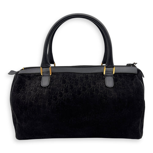 Christian Dior Vintage Top Handle Bag Black in Suede Leather, Gold hardware_2