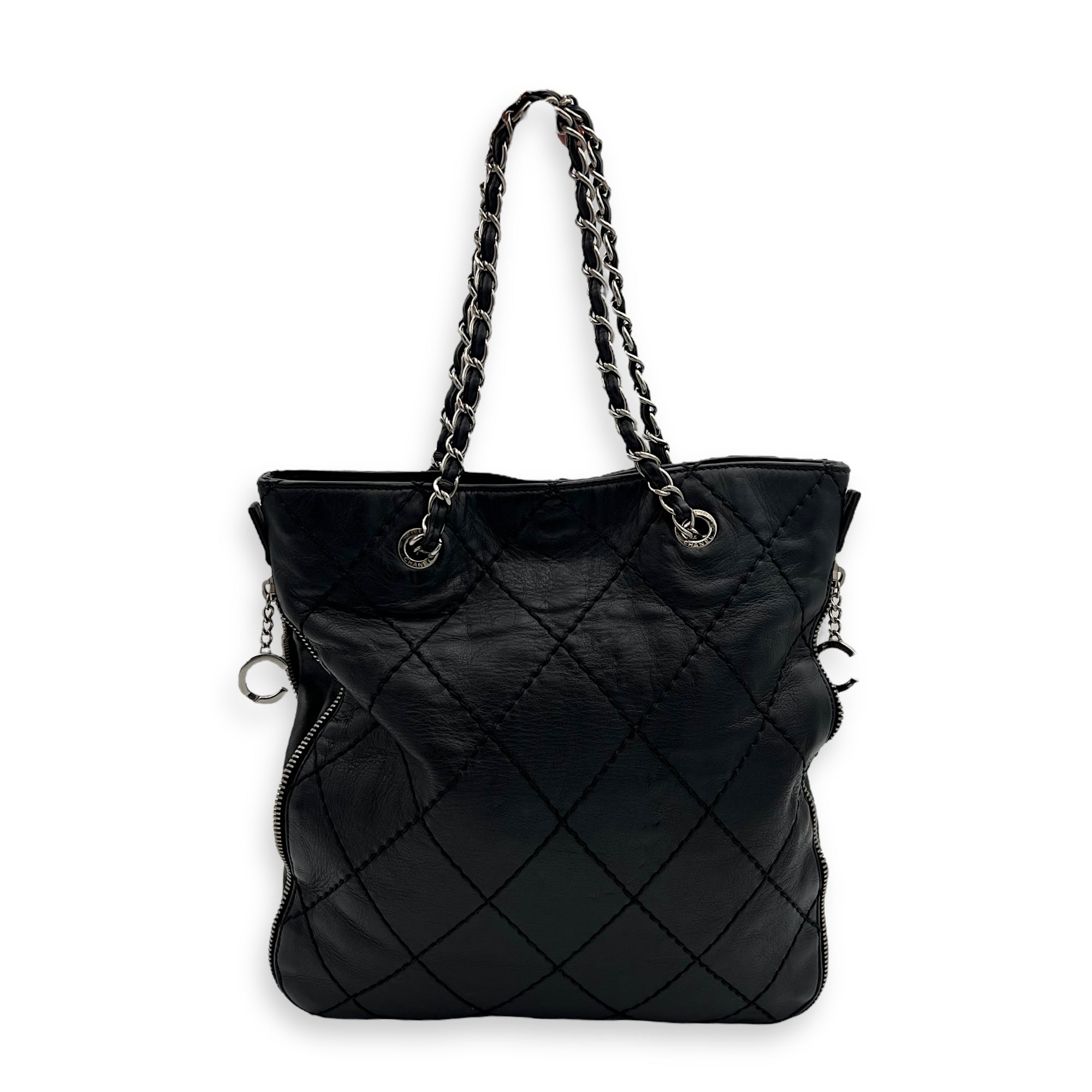 Chanel Wild Stitch Tote Bag Black in Calfskin, Silver hardware_2