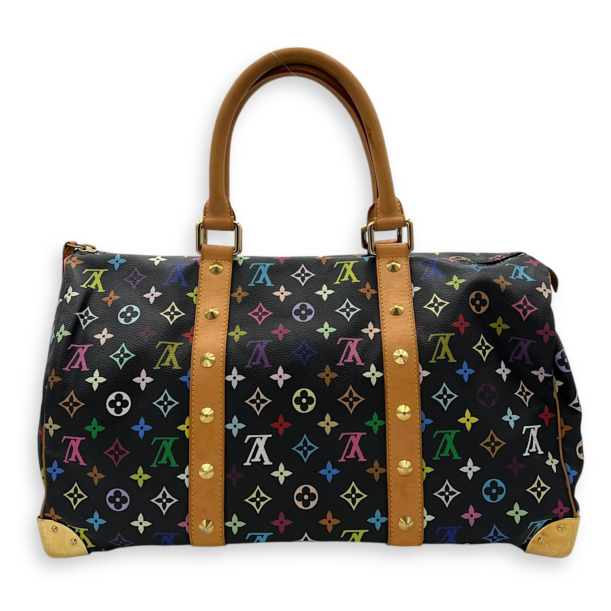 Louis Vuitton Keepall Top Handle Bag Multi-colour in Coated Canvas, Gold hardware_2
