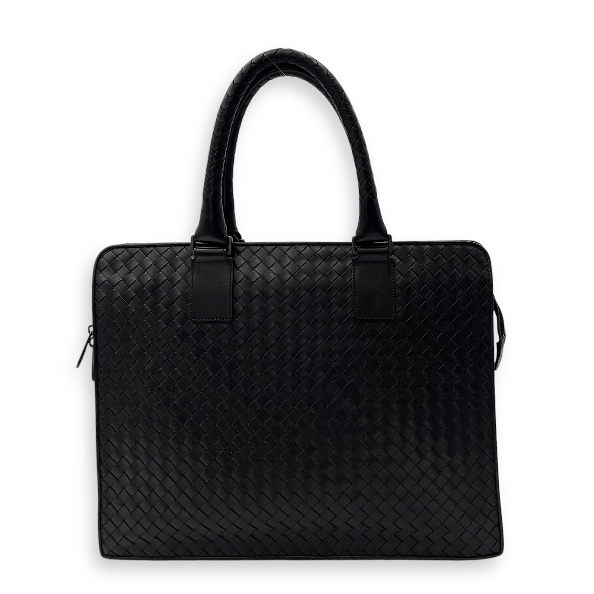 Bottega Veneta Vintage Top Handle Bag Black in Calfskin, Ruthenium hardware_2
