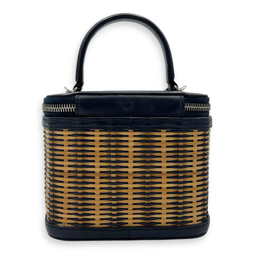 Chanel Vanity Crossbody Bag Blue in Rattan, Gold hardware_2