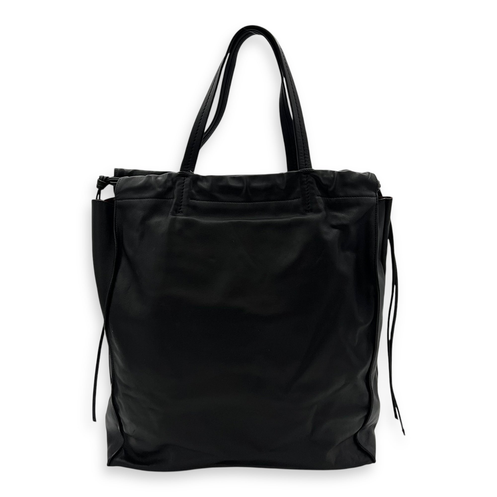 Celine Drawstring Top Handle Bag Black in Calfskin, Silver hardware_2