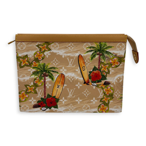 Louis Vuitton Pochette Voyage Pre-Fall 2024 MM Beige Clutch in Coated Canvas, Gold hardware_2