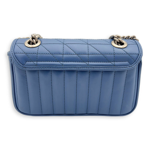 Gucci GG Marmont Shoulder Bag Blue in Calfskin, Ruthenium hardware_4
