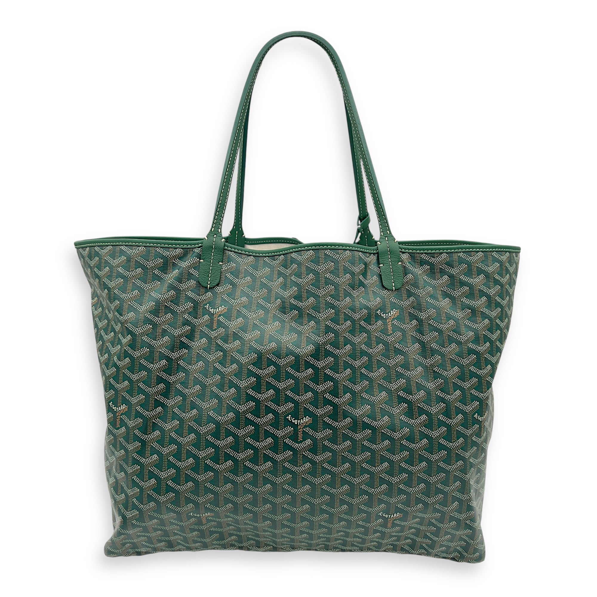 Goyard Saint Louis Tote Bag GM Green in Coated Canvas, Silver hardware_2