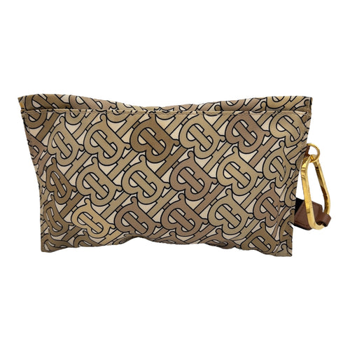 Balenciaga TB Logo Pouch Brown in Canvas, Gold hardware_2