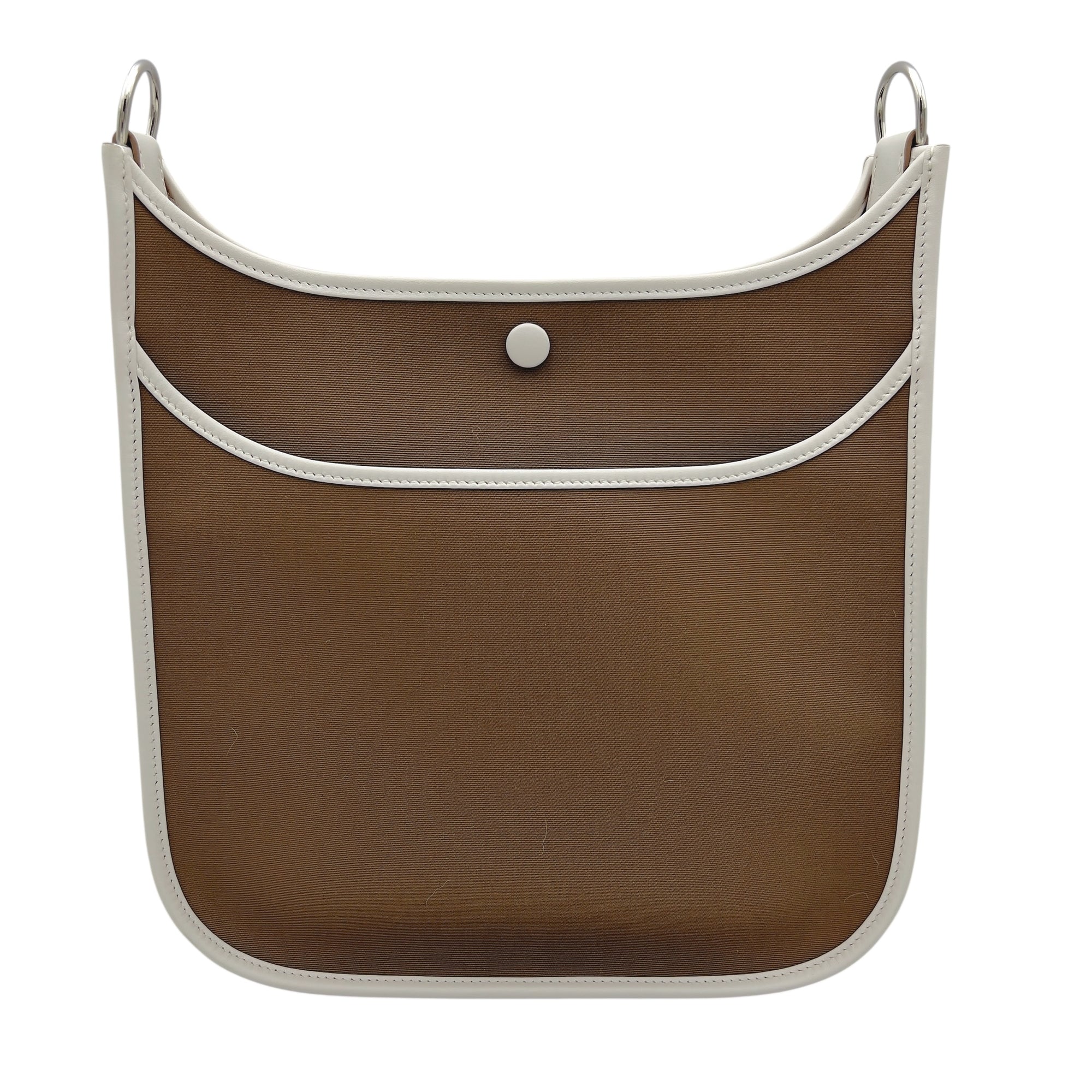 Hermès Evelyne Neo Etoupe-Dune/Gris Pale in Toile Officier Bicolore/Veau Swift, Palladium hardware_2