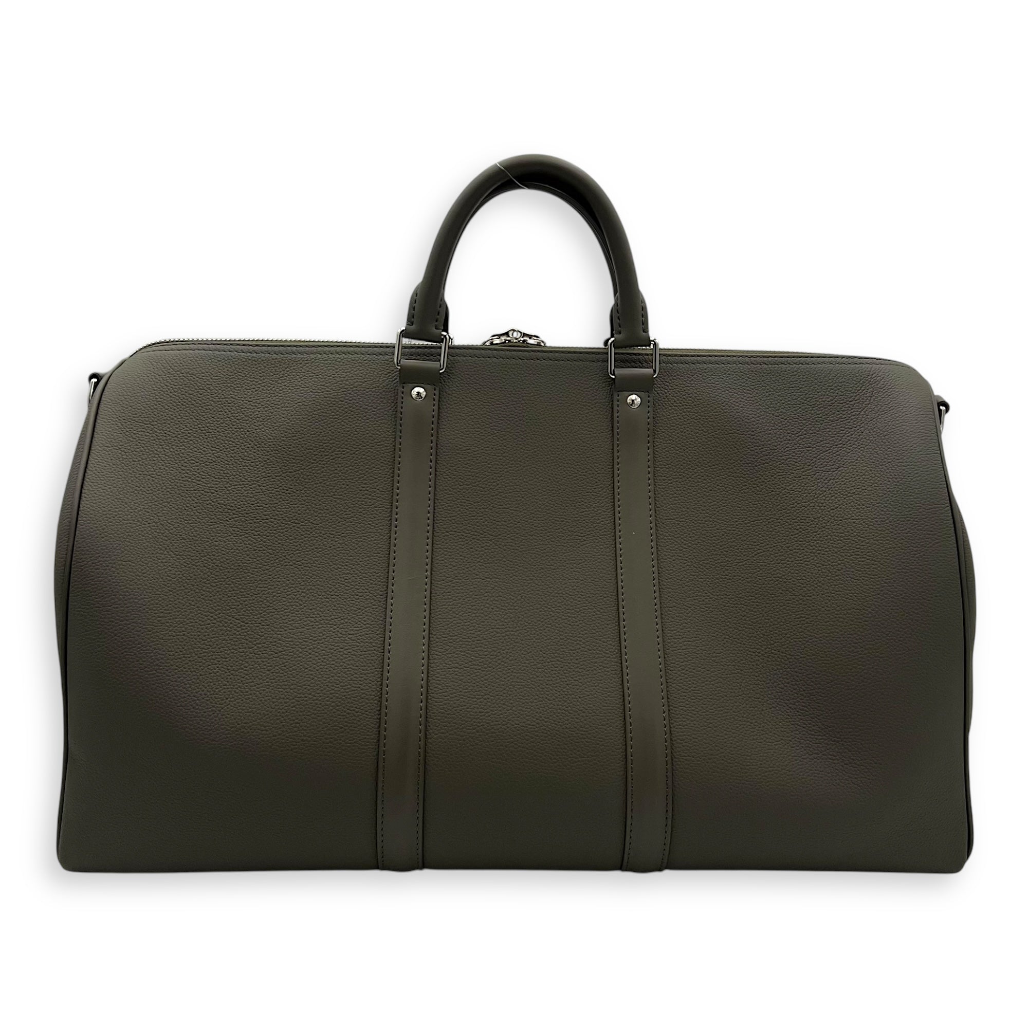 Louis Vuitton Keepall 50 Grey Top Handle Bag in Aerogram Leather, Silver hardware_2