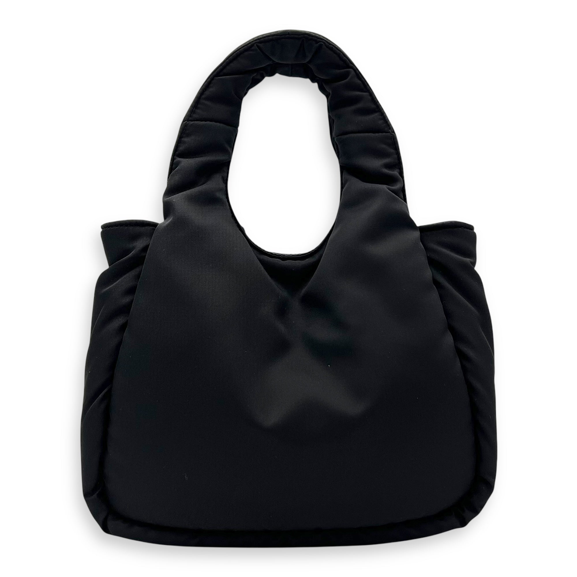 Prada Re-Nylon Padded Black Top Handle Bag in Nylon, Silver hardware_2