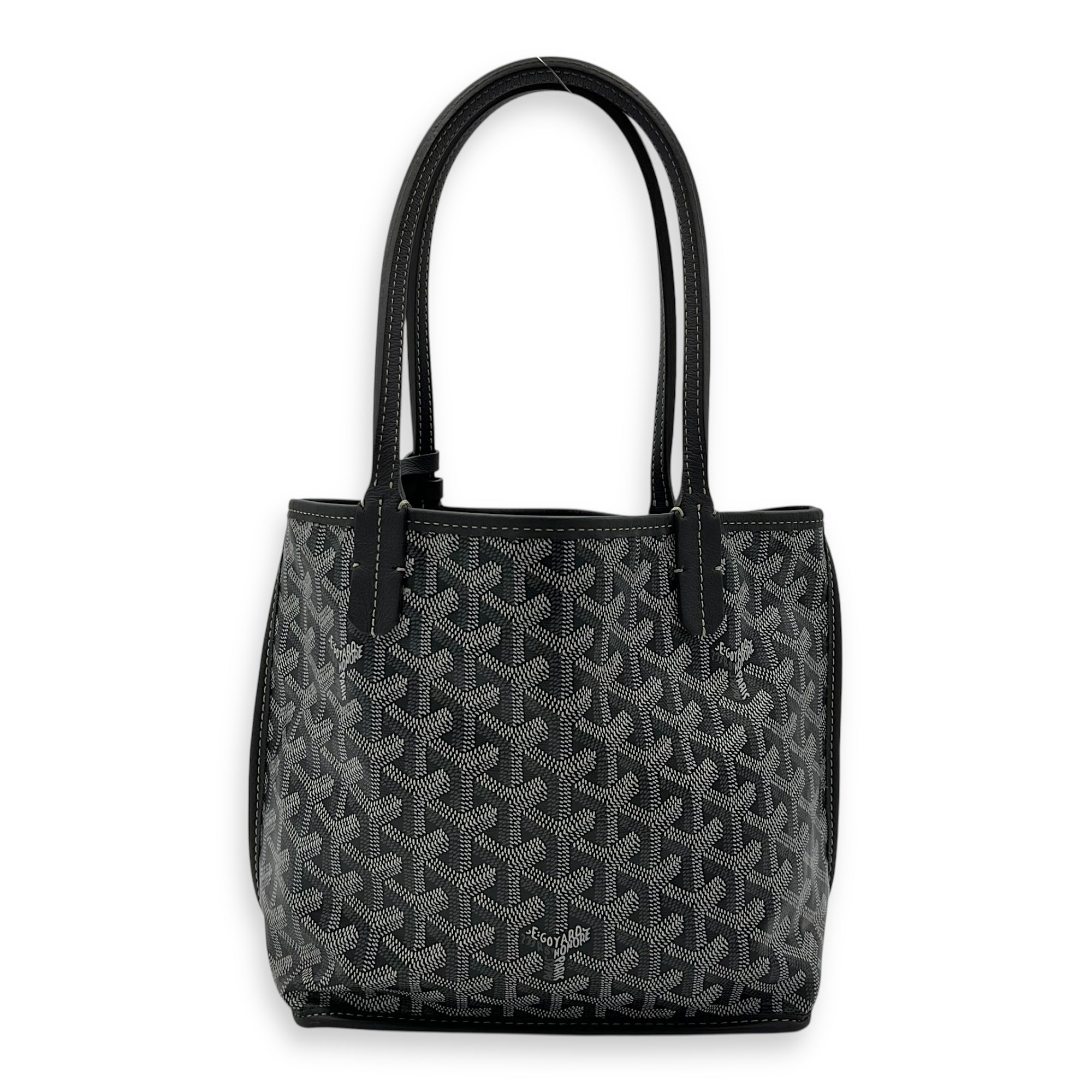 Goyard Anjou Mini Grey Tote Bag in Coated Canvas, Silver hardware_2