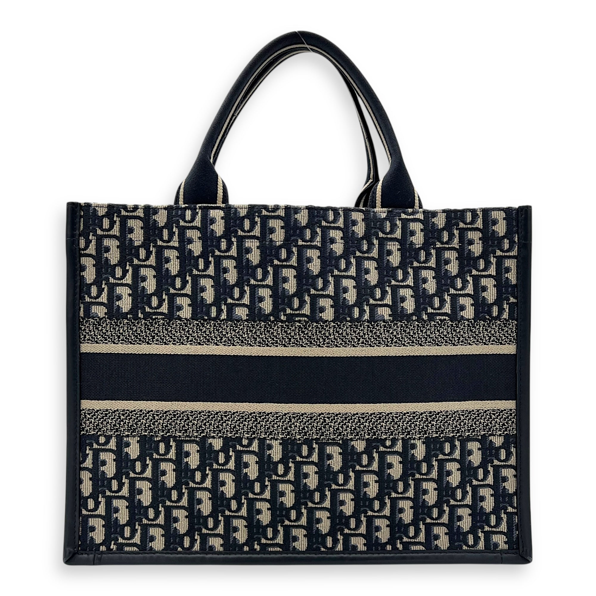 Christian Dior Book Tote Top Handle Bag Medium Blue in Canvas, Gold hardware_2