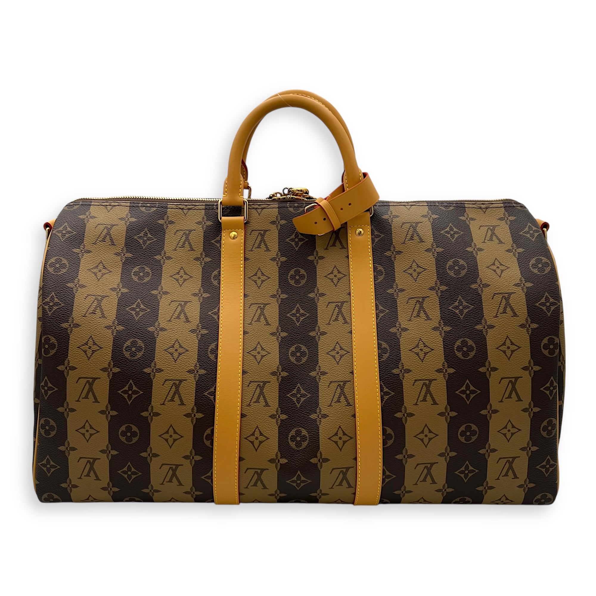 Louis Vuitton NIGO Keepall Bandouliere 50 Brown Top Handle Bag in Coated Canvas, Gold hardware_2