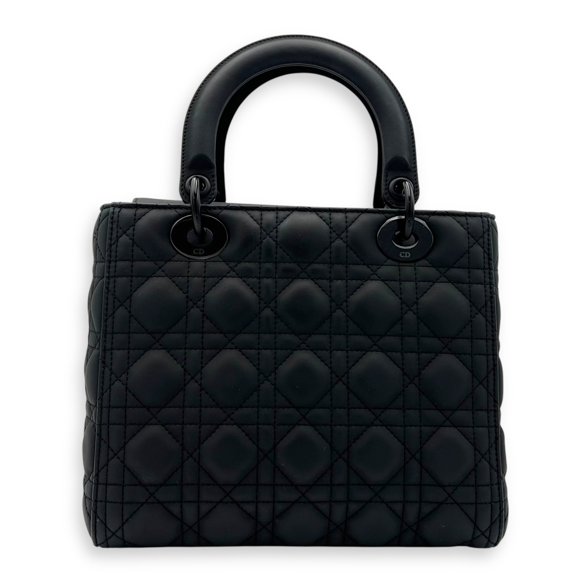 Christian Dior Lady Dior Top Handle Bag Medium Ultramatte in Lambskin, Lacquered Metal hardware_2