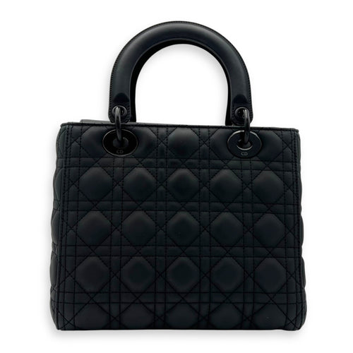 Christian Dior Lady Dior Top Handle Bag Medium Ultramatte in Lambskin, Lacquered Metal hardware_2
