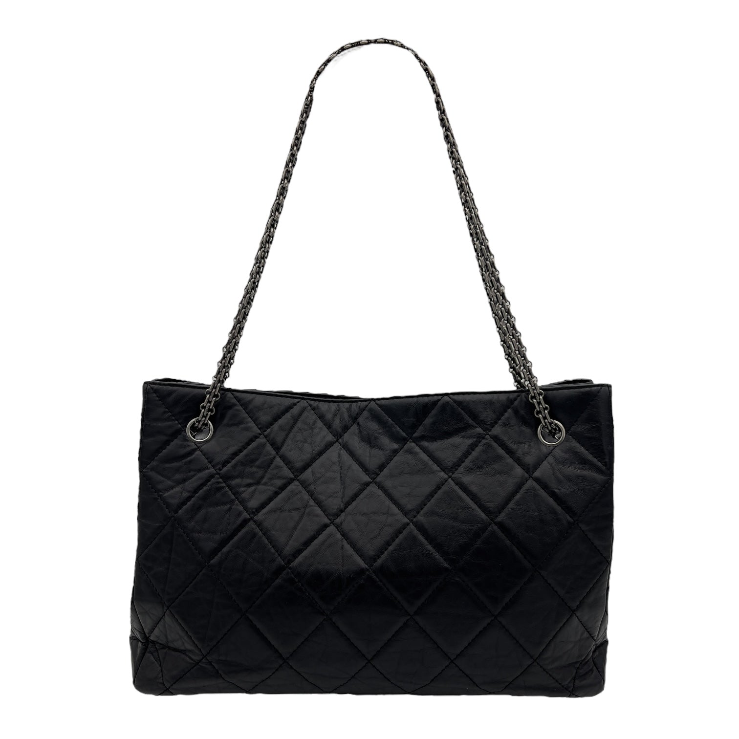 Chanel 2.55 Shoulder Bag Black in Calfskin, Ruthenium hardware_2