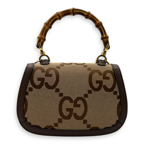 Gucci Bamboo Top Handle Bag Brown in Canvas, Gold hardware_2