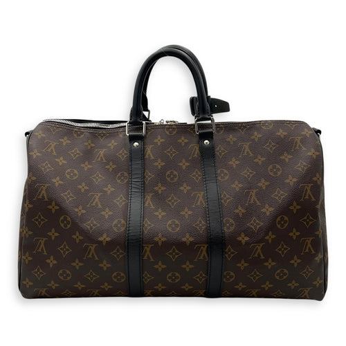 Louis Vuitton Keepall 45 Brown Top Handle Bag in Monogram Coated Canvas, Silver hardware_2