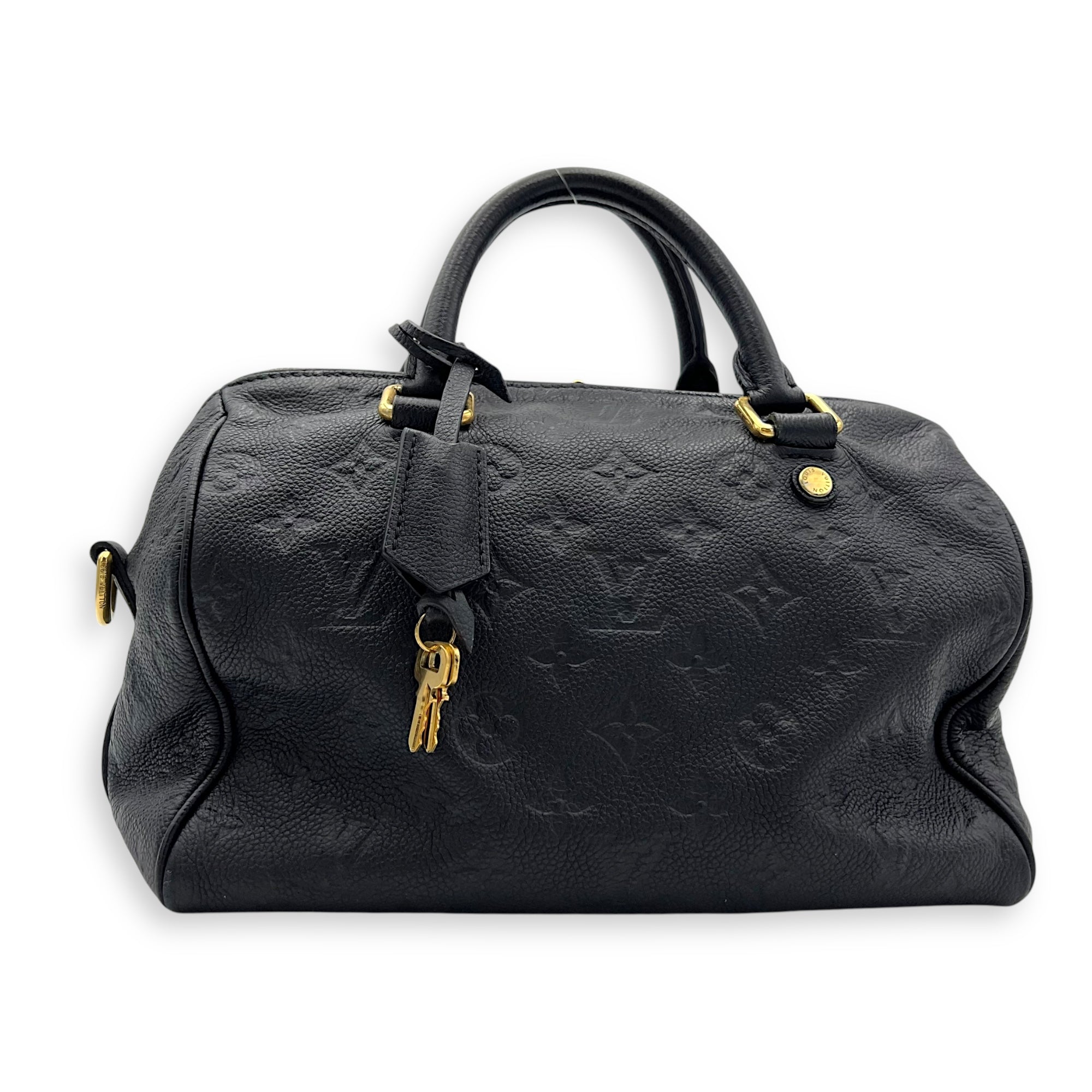 Louis Vuitton Speedy Top Handle Bag 25 Blue in Empreinte Leather, Gold hardware_2