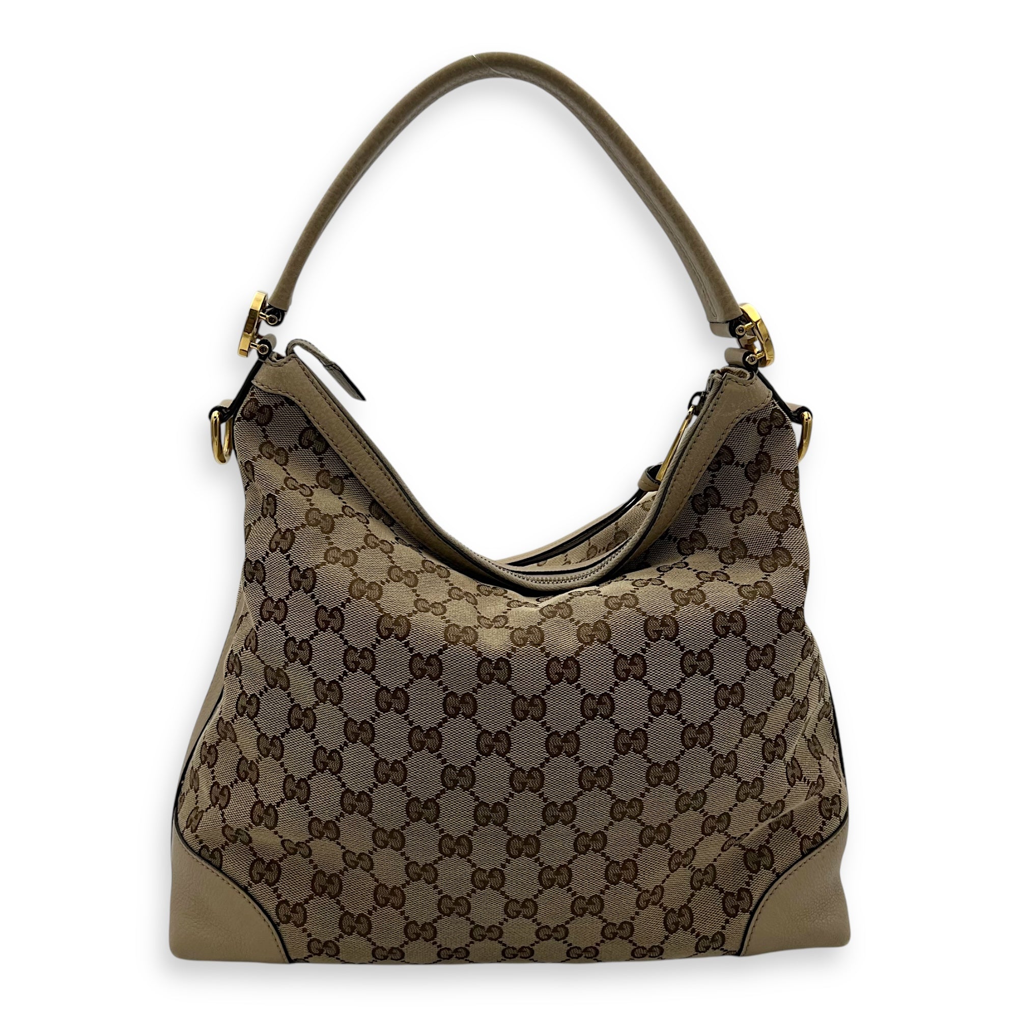 Gucci GG Shoulder Bag Beige in Canvas, Gold hardware_2