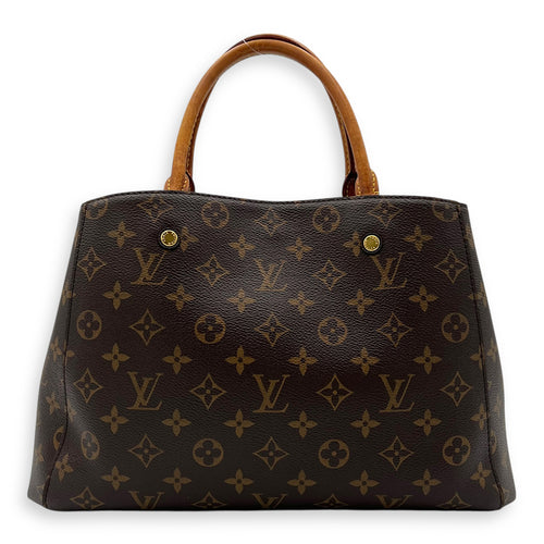 Louis Vuitton Montaigne MM Brown Top Handle Bag in Monogram Coated Canvas, Gold hardware_2