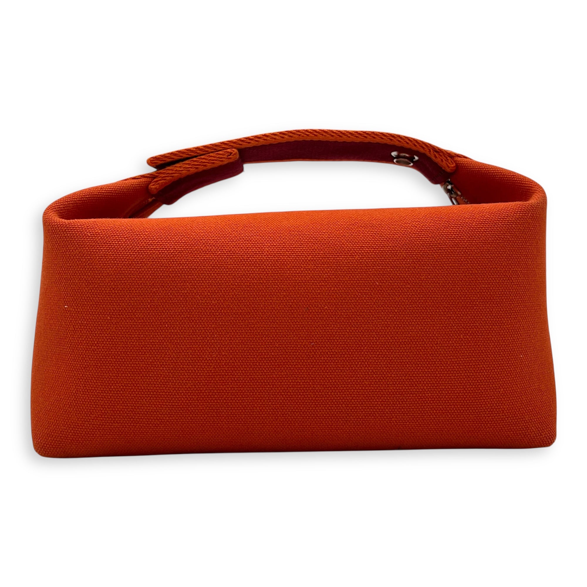 Hermès Bride a Brac Orange Pouch in Canvas, Silver hardware_2