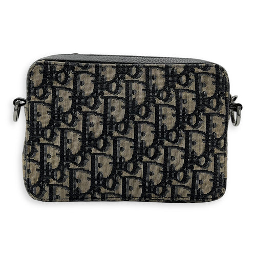 Christian Dior Zipped Pouch Oblique Blue Crossbody Bag in Jacquard, Silver hardware_2